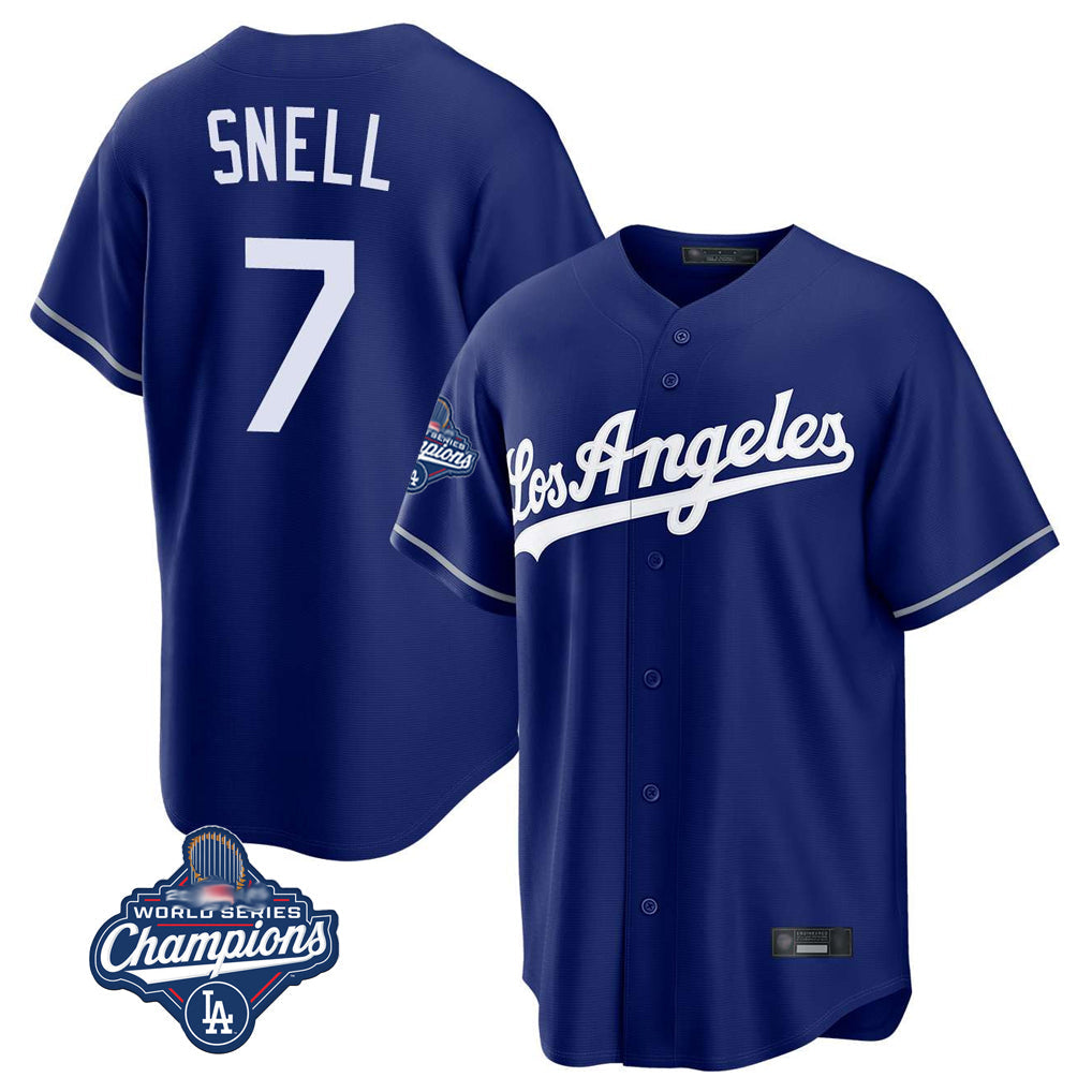 Tlead LA.Dodgers #7 Blake Snell Player Royal Game World Series Meet Stitched Jerseys