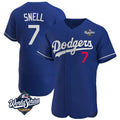 Tlead LA.Dodgers #7 Blake Snell Player Royal Limited Elite World Series Home Stitched Jerseys