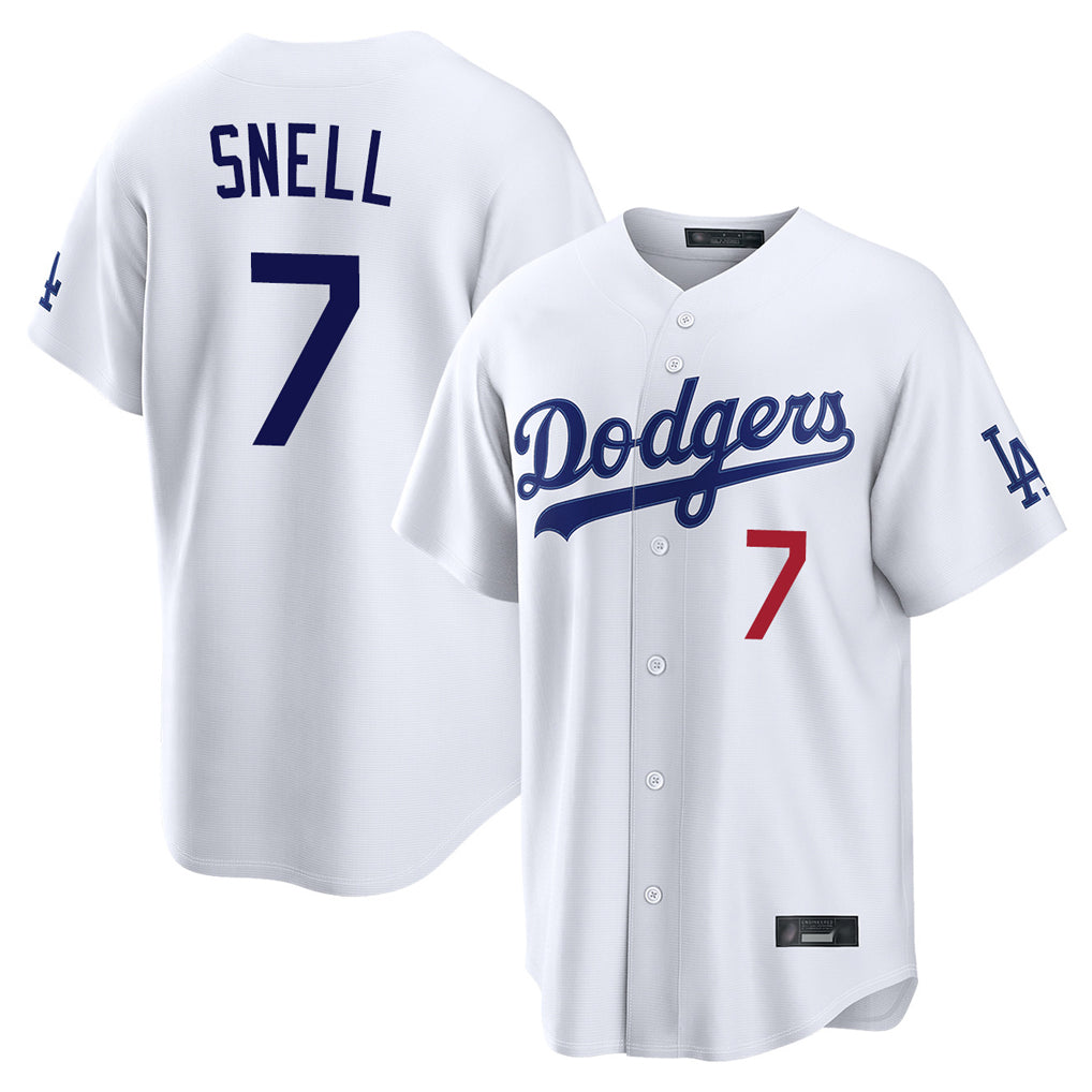 Tlead LA.Dodgers #7 Blake Snell Player White Game Home Stitched Jerseys