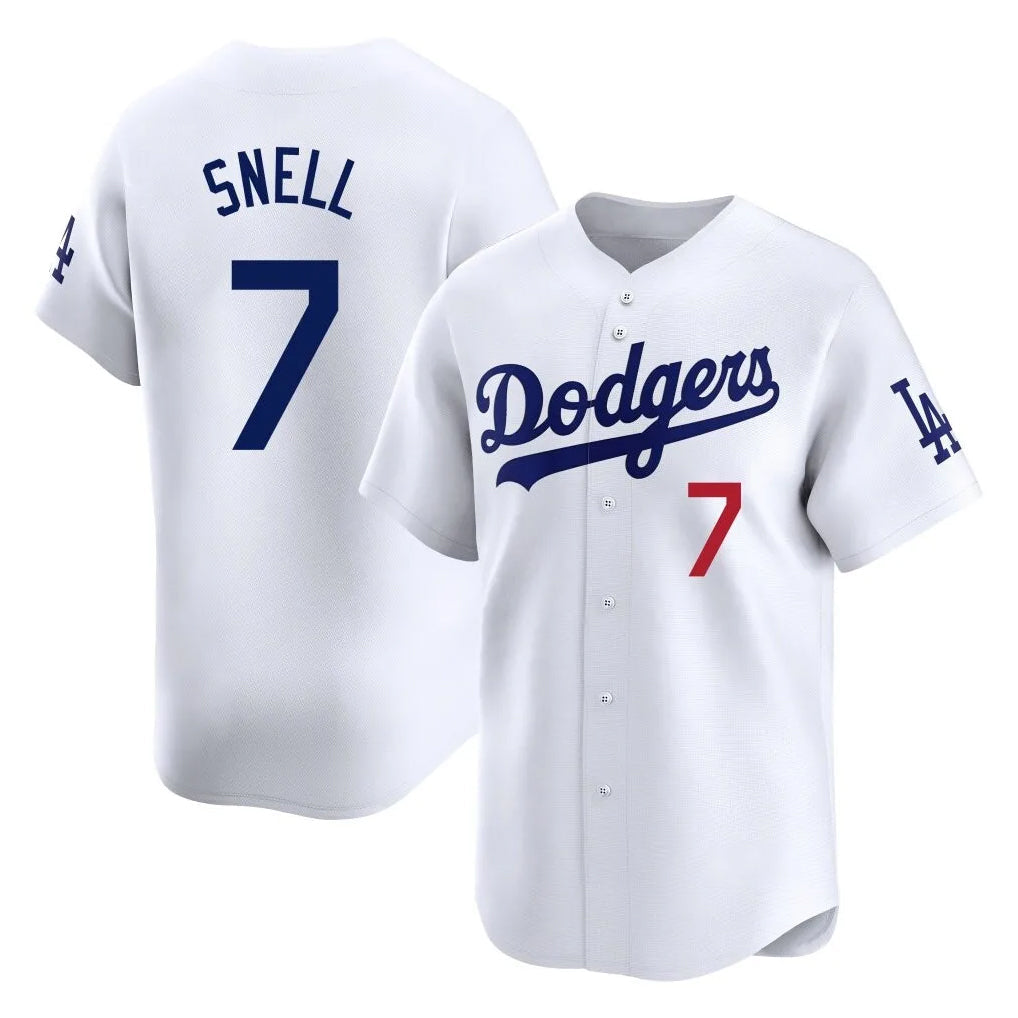 Tlead LA.Dodgers #7 Blake Snell Player White Game Limited Home Stitched Jerseys