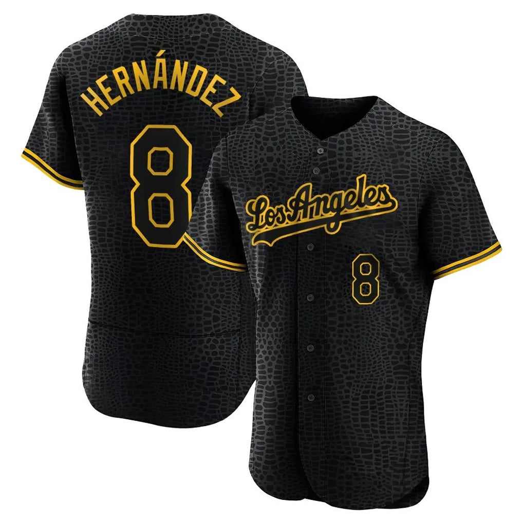 Tlead LA.Dodgers #8 Enrique Hern?¡ì?¨¦ndez Player Black Snake Skin City Limited Elite Home Stitched Jerseys