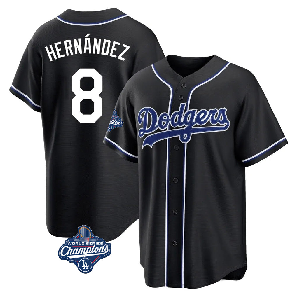 Tlead LA.Dodgers #8 Enrique Hern?¡ì?¨¦ndez Player Black World Series Meet Carbon Limited Home Stitched Jerseys