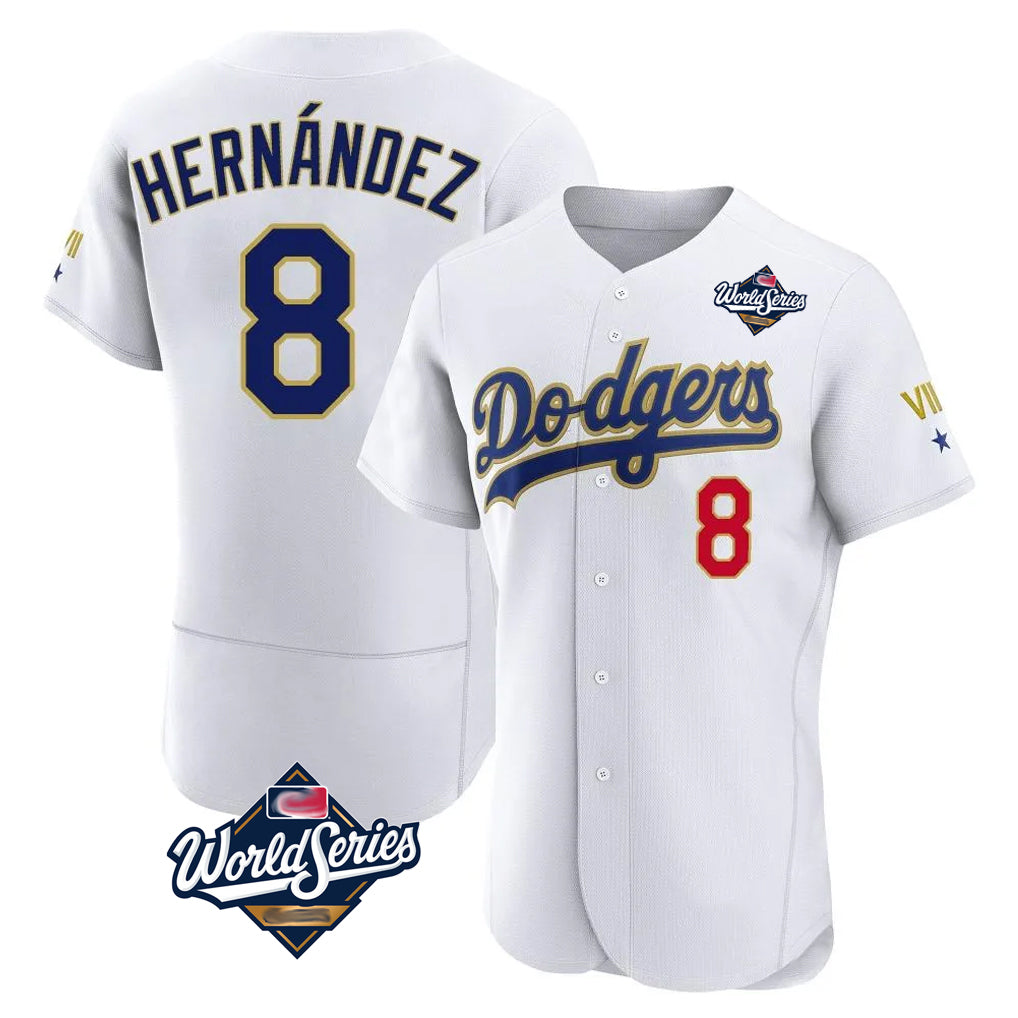 Tlead LA.Dodgers #8 Enrique Hern?¡ì?¨¦ndez Player Gold White World Series 2026 Collection Stadium Limited Elite Stitched Jerseys