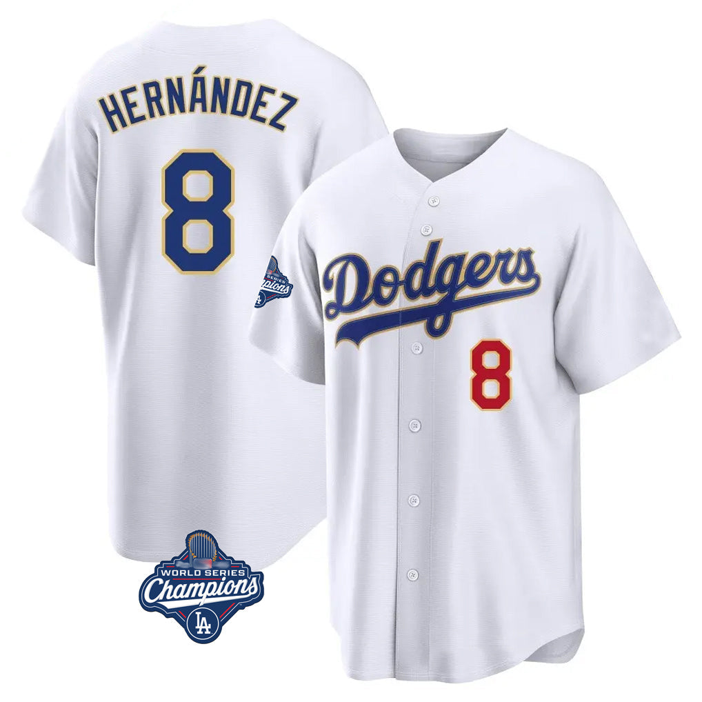 Tlead LA.Dodgers #8 Enrique Hern?¡ì?¨¦ndez Player Gold White World Series Meet 2026 Collection Stadium Limited Stitched Jerseys