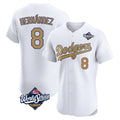 Tlead LA.Dodgers #8 Enrique Hern?¡ì?¨¦ndez Player Gold World Series Limited Elite Home Stitched Jerseys