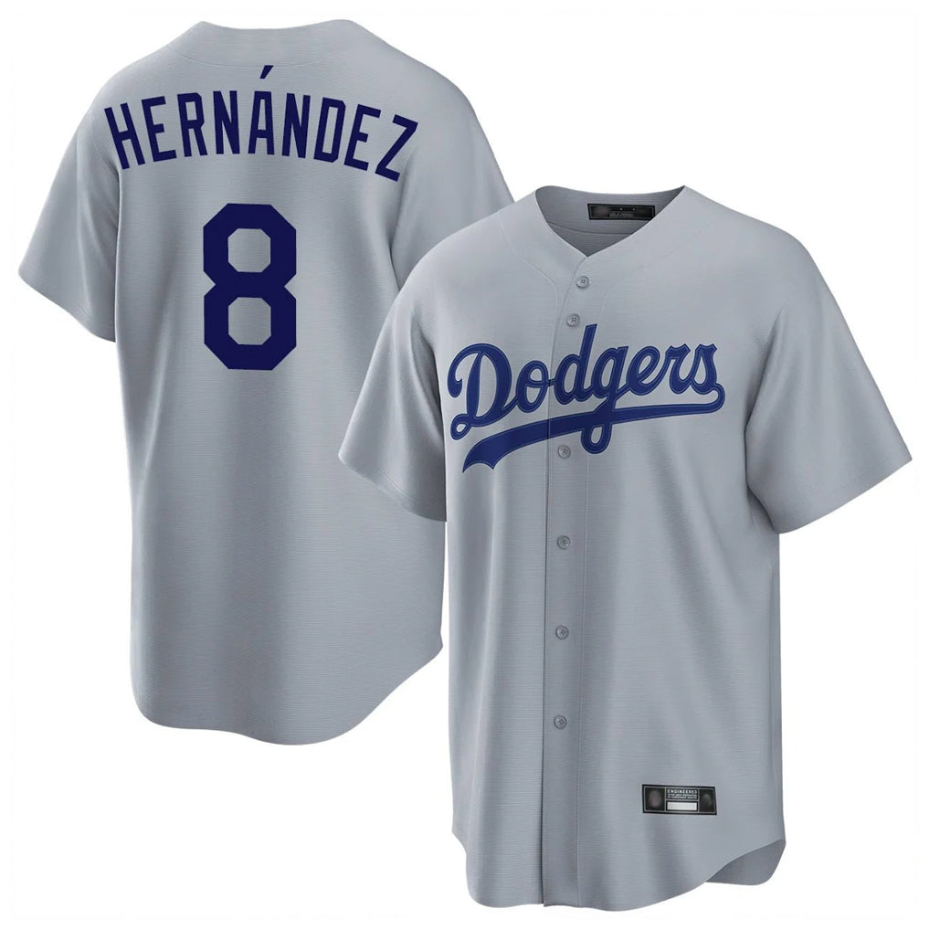 Tlead LA.Dodgers #8 Enrique Hern?¡ì?¨¦ndez Player Gray Game Stitched Jerseys