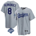 Tlead LA.Dodgers #8 Enrique Hern?¡ì?¨¦ndez Player Gray World Series Meet Game Stitched Jerseys