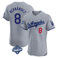Tlead LA.Dodgers #8 Enrique Hern?¡ì?¨¦ndez Player Gray World Series Meet Limited Elite Home Stitched Jerseys
