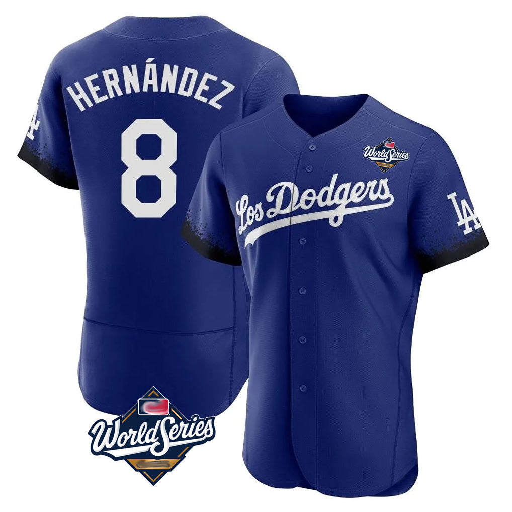 Tlead LA.Dodgers #8 Enrique Hern?¡ì?¨¦ndez Player Royal World Series City Connect Elite Home Stitched Jerseys