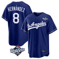 Tlead LA.Dodgers #8 Enrique Hern?¡ì?¨¦ndez Player Royal World Series Game Stitched Jerseys