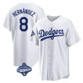 Tlead LA.Dodgers #8 Enrique Hern?¡ì?¨¦ndez Player White World Series Meet Game Home Stitched Jerseys