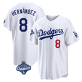 Tlead LA.Dodgers #8 Enrique Hern?¡ì?¨¦ndez Player White World Series Meet Home Game Stitched Jerseys