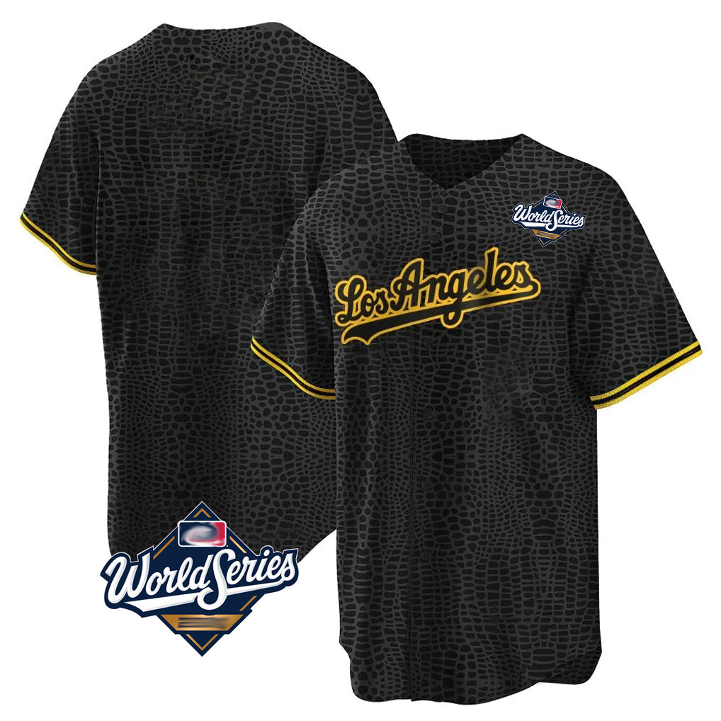 Tlead LA.Dodgers Blank Player Black Gold Limited Home World Series Stitched Jerseys