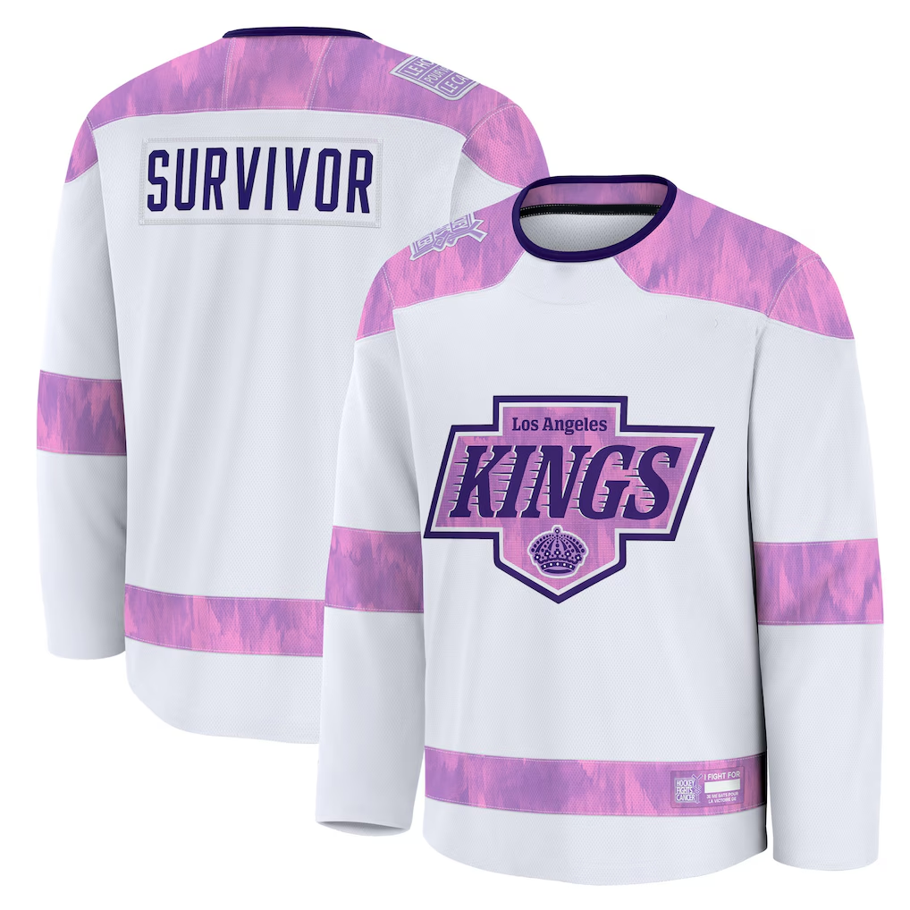 Tlead LA.Kings White Hockey Fights Cancer Survivor Practice Jerseys