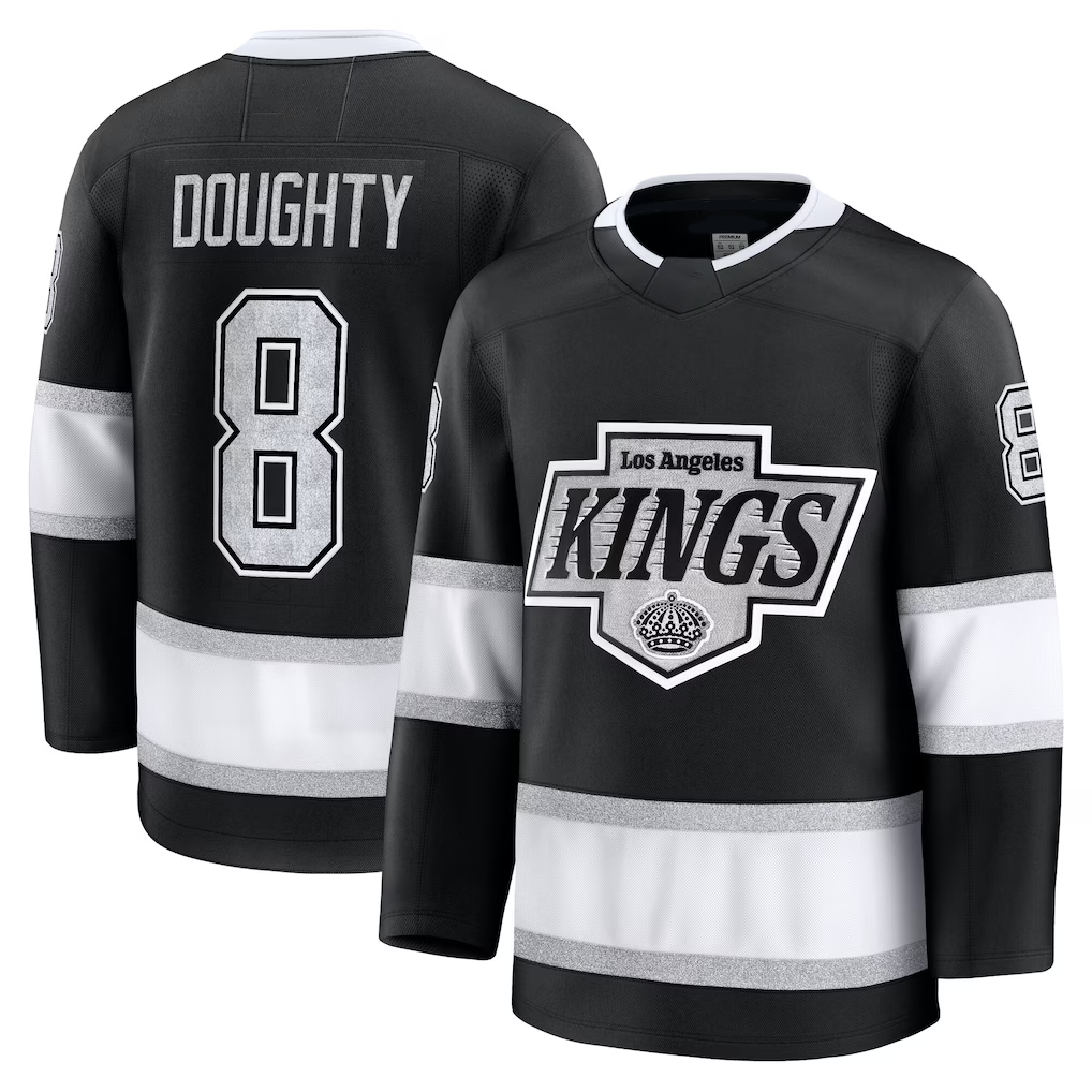 Tlead LA.Kings #8 Drew Doughty Black Home Premium Jerseys
