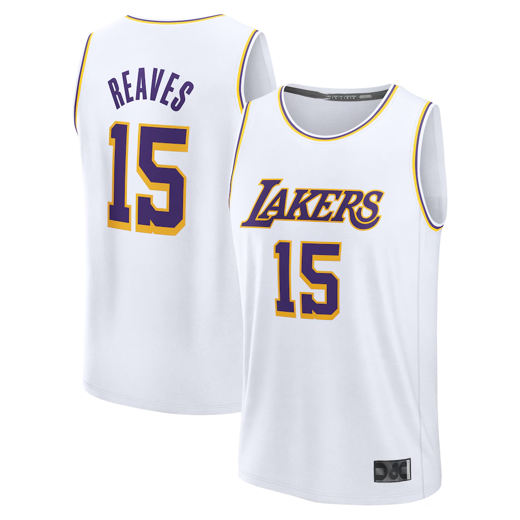 Tlead LA.Lakers #15 Austin Reaves White Fast Break Replica Player Stitched Jerseys - Association Edition