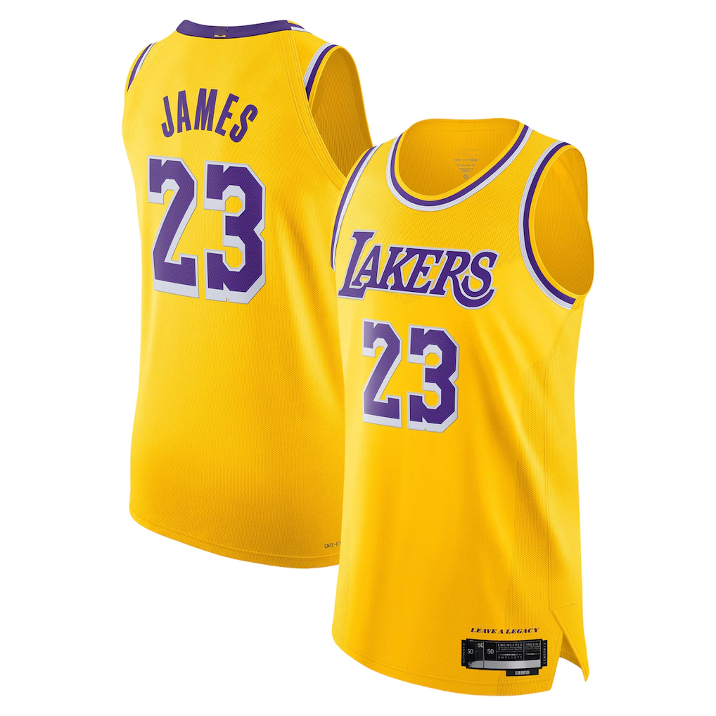 Tlead LA.Lakers #23 LeBron James Gold Icon Edition - Icon Edition Stitched Jerseys