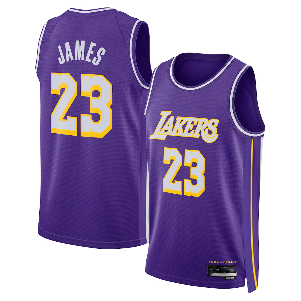 Tlead LA.Lakers #23 LeBron James Purple Swingman Stitched Jerseys - Statement Edition