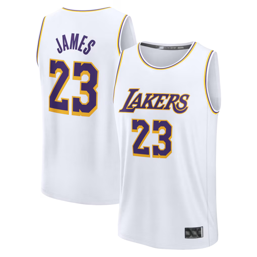 Tlead LA.Lakers #23 LeBron James White Fast Break Replica Player Stitched Jerseys - Association Edition