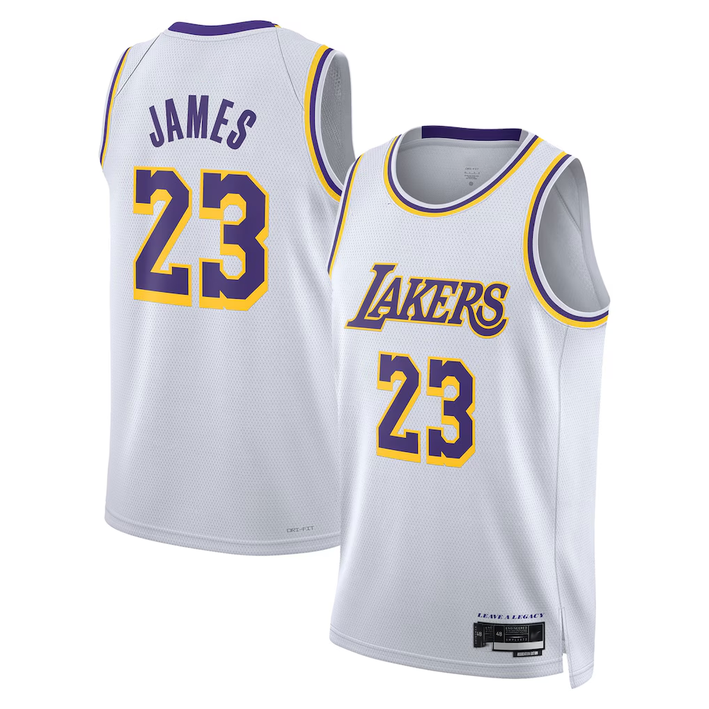 Tlead LA.Lakers #23 LeBron James White Swingman Stitched Jerseys - Association Edition