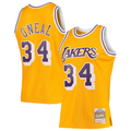 Tlead LA.Lakers #34 Shaquille O'Neal Mitchell & Ness Gold 199697 Hardwood Classics Swingman Jerseys