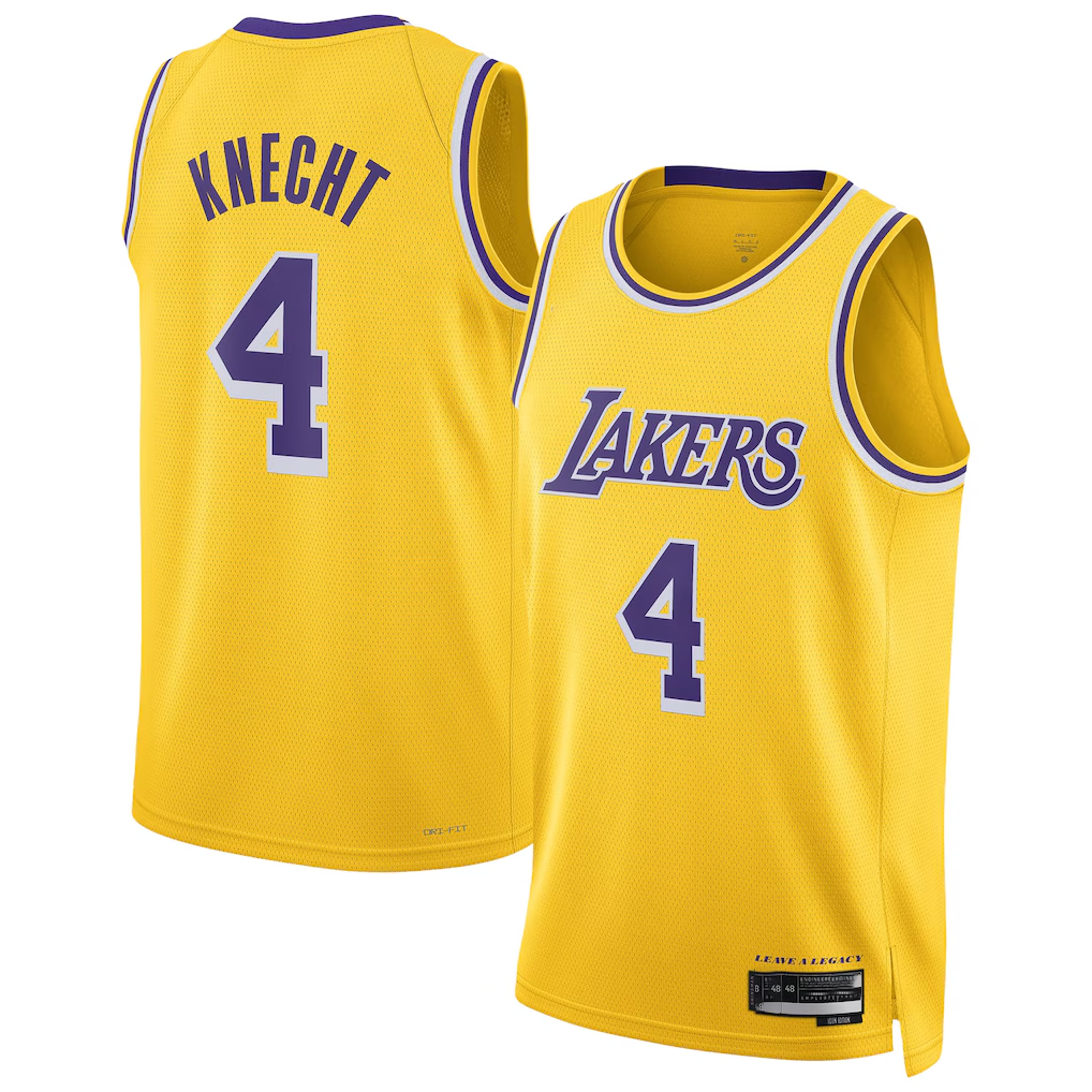Tlead LA.Lakers #4 Dalton Knecht Gold Swingman Stitched Jerseys