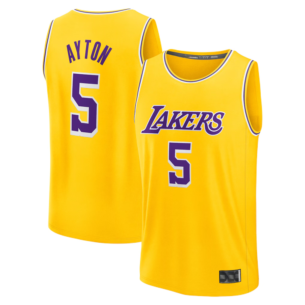 Tlead LA.Lakers #5 Deandre Ayton Gold Fast Break Replica Player Stitched Jerseys - Icon Edition