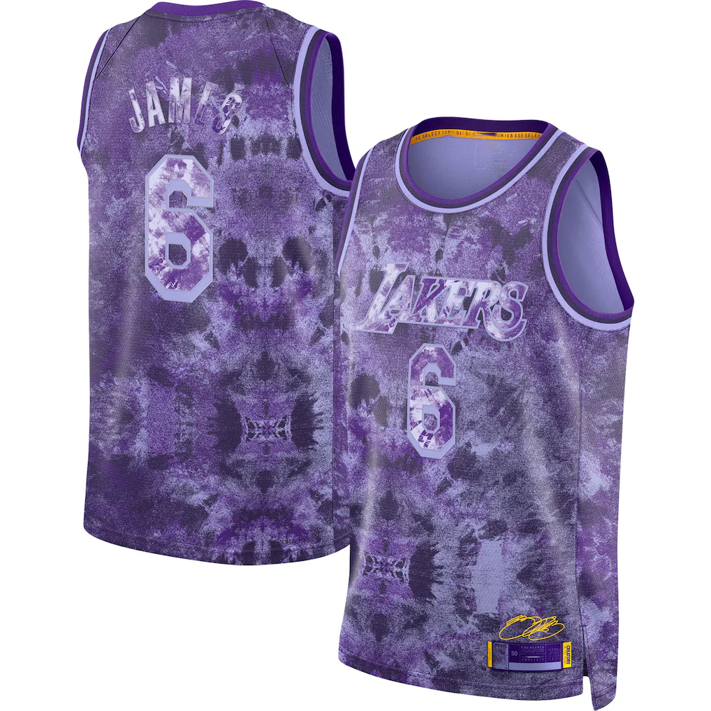 Tlead LA.Lakers #8 LeBron James Purple Select Series Swingman Stitched Jerseys