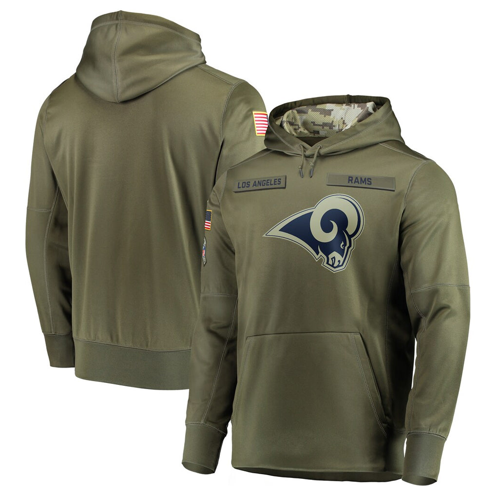 Tlead LA.Rams Olive Salute to Service Pullover Hoodies Home Game Blank Player Stitched Jerseys