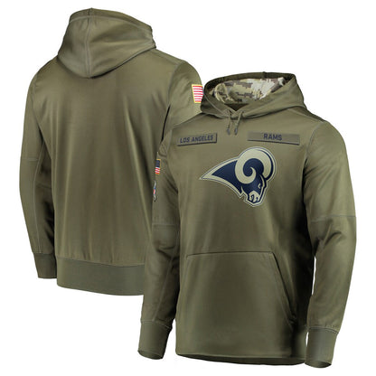 Tlead LA.Rams Olive Salute to Service Pullover Hoodies Home Game Blank Player Stitched Jerseys