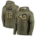 Tlead LA.Rams #12 Puka Nacua Player Salute to Service Olive Hoodies Stitched Jerseys