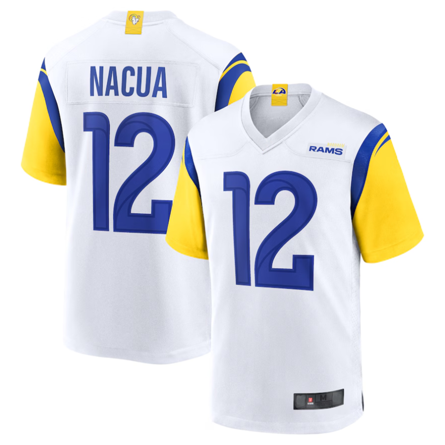 Tlead LA.Rams #12 Puka Nacua White Game Player Jersey American Stitched Jerseys