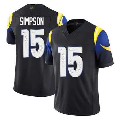 Tlead LA.Rams #15 Ty Simpson Player Black Midnight Rivalries Collection Limited Home Game Stitched Jerseys