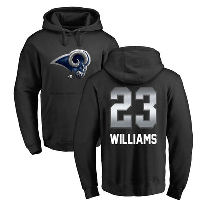 Tlead LA.Rams #23 Kyren Williams Player Black Pullover Hoodie Limited Game Stitched Jerseys