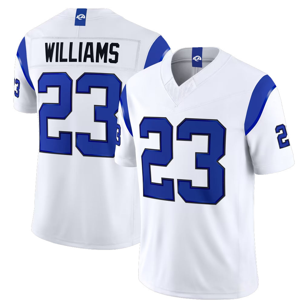 Tlead LA.Rams #23 Kyren Williams Player Fearsome White Limited Vapor F.U.S.E. Home Game Stitched Jerseys