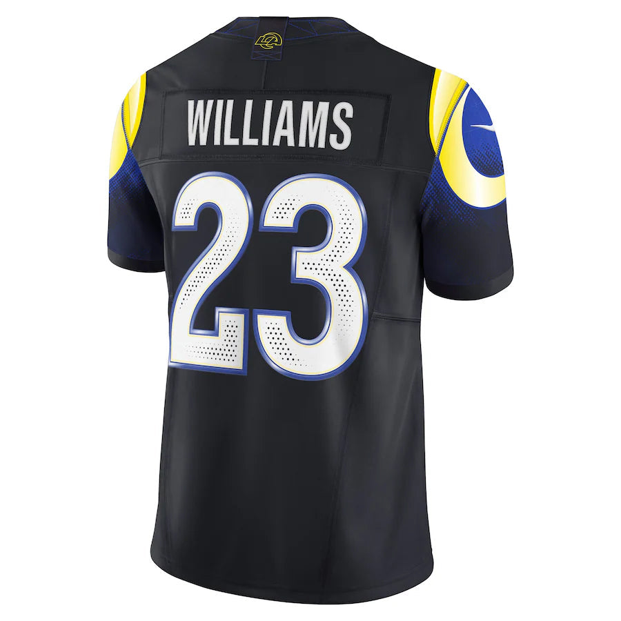 Tlead LA.Rams #23 Kyren Williams Player Midnight Blue Rivalries Collection Vapor Limited Stitched Jerseys