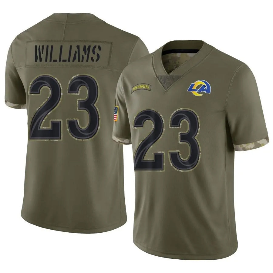 Tlead LA.Rams #23 Kyren Williams Player Salute To Service Olive Stitched Jerseys