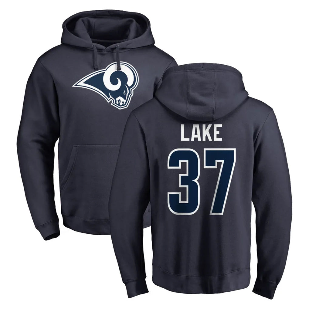 Tlead LA.Rams #37 Quentin Lake Player Navy Pullover Hoodie Limited Game Stitched Jerseys