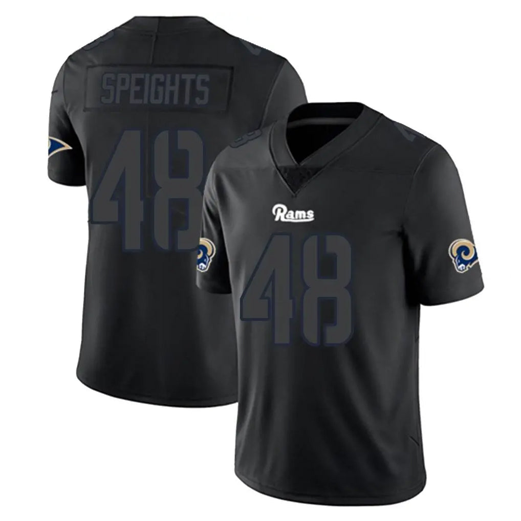 Tlead LA.Rams #48 Omar Speights Player Black Impact Limited Home Game Stitched Jerseys