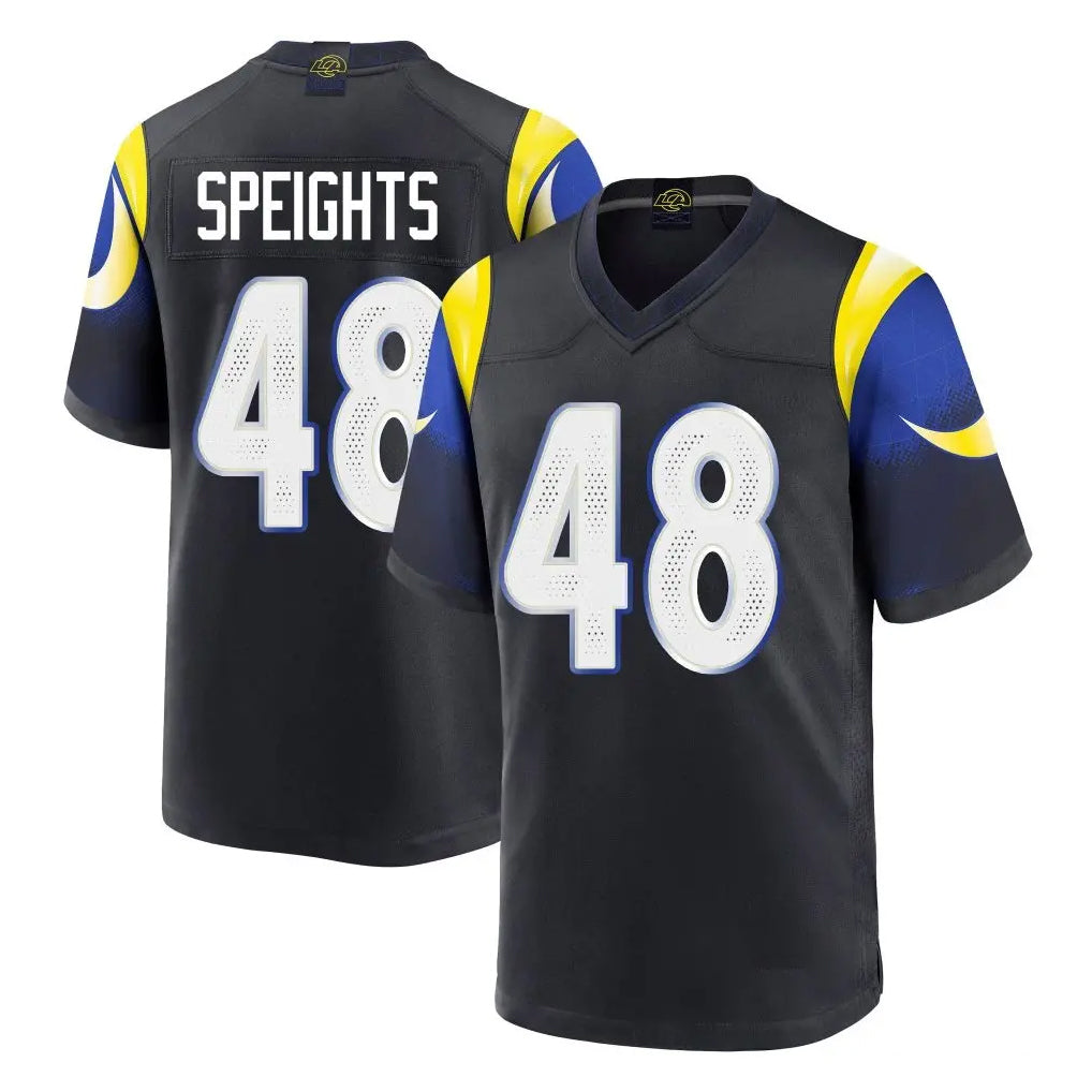 Tlead LA.Rams #48 Omar Speights Player Black Midnight Rivalries Collection Home Game Stitched Jerseys