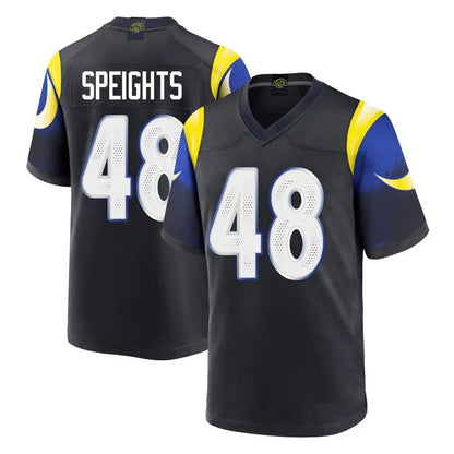 Tlead LA.Rams #48 Omar Speights Player Black Midnight Rivalries Collection Home Game Stitched Jerseys