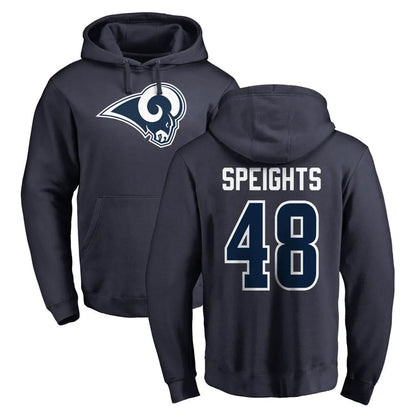 Tlead LA.Rams #48 Omar Speights Player Navy Pullover Hoodie Limited Game Stitched Jerseys