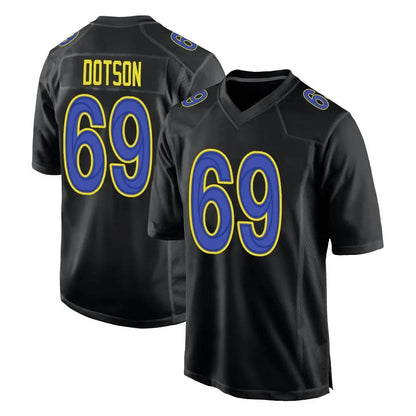 Tlead LA.Rams #69 Kevin Dotson Player Black Fashion Limited Home Game Stitched Jerseys