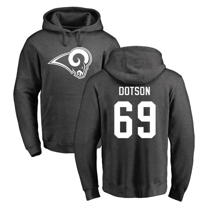 Tlead LA.Rams #69 Kevin Dotson Player Gray Pullover Hoodie Limited Game Stitched Jerseys