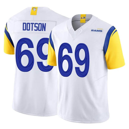 Tlead LA.Rams #69 Kevin Dotson Player White Limited Vapor F.U.S.E. Home Game Stitched Jerseys