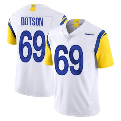 Tlead LA.Rams #69 Kevin Dotson Player White Limited Vapor Untouchable Home Game Stitched Jerseys