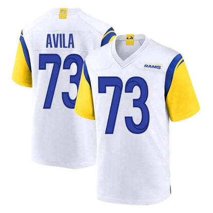 Tlead LA.Rams #73 Steve Avila Player White Home Game Stitched Jerseys