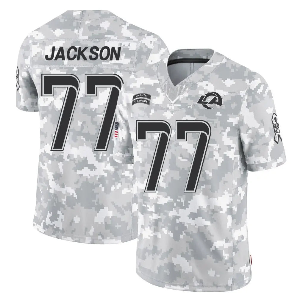 Tlead LA.Rams #77 Alaric Jackson Player Arctic Camo Salute To Service Limited Game Stitched Jerseys