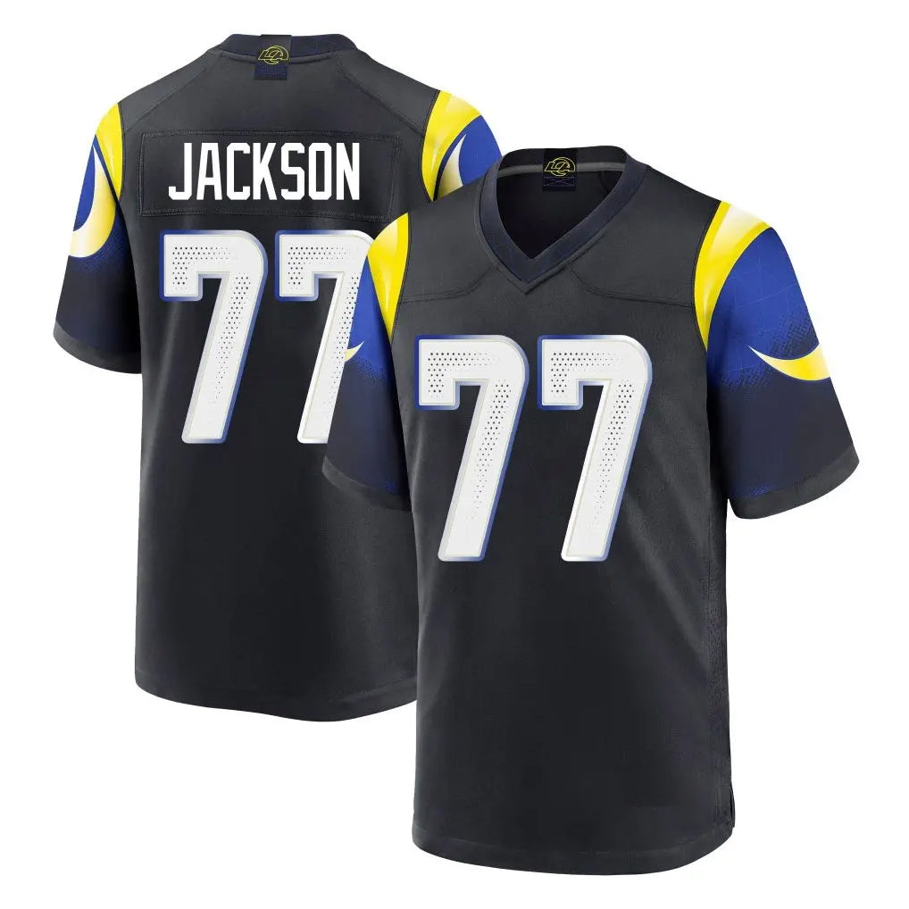 Tlead LA.Rams #77 Alaric Jackson Player Black Midnight Rivalries Collection Home Game Stitched Jerseys