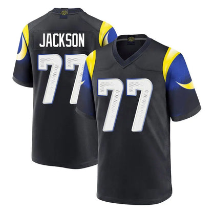 Tlead LA.Rams #77 Alaric Jackson Player Black Midnight Rivalries Collection Home Game Stitched Jerseys